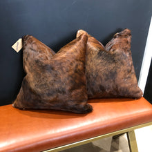 Load image into Gallery viewer, Dark Brown Brindle Cowhide Cushions
