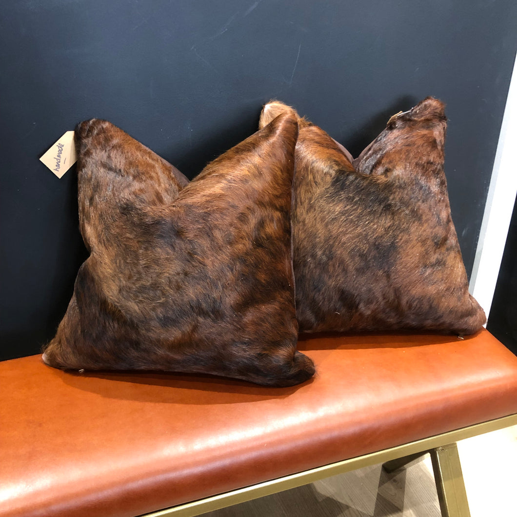 Dark Brown Brindle Cowhide Cushions