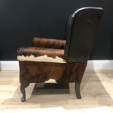 Load image into Gallery viewer, Cowhide &amp; Leather ‘Gentleman’s’ Wing Back Chair
