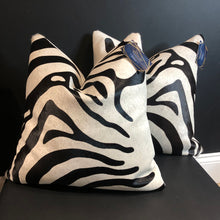 Load image into Gallery viewer, PAIR of Genuine Cowhide Cushions (printed zebra)
