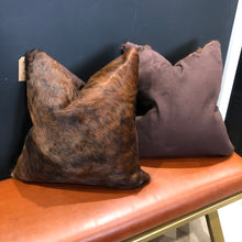 Load image into Gallery viewer, Dark Brown Brindle Cowhide Cushions
