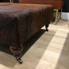 Load image into Gallery viewer, Dark Brown Brindle Cowhide Ottoman / Footstool
