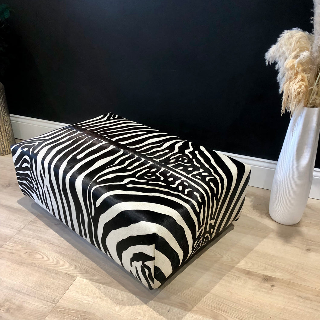 Bespoke Zebra Print Cowhide Ottoman AVAILABLE TO ORDER