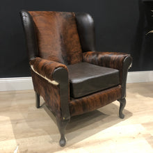 Load image into Gallery viewer, Cowhide &amp; Leather ‘Gentleman’s’ Wing Back Chair
