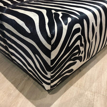 Load image into Gallery viewer, Bespoke Zebra Print Cowhide Ottoman AVAILABLE TO ORDER
