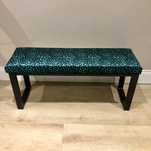 Load image into Gallery viewer, Teal Leopard Print Two Person Bench
