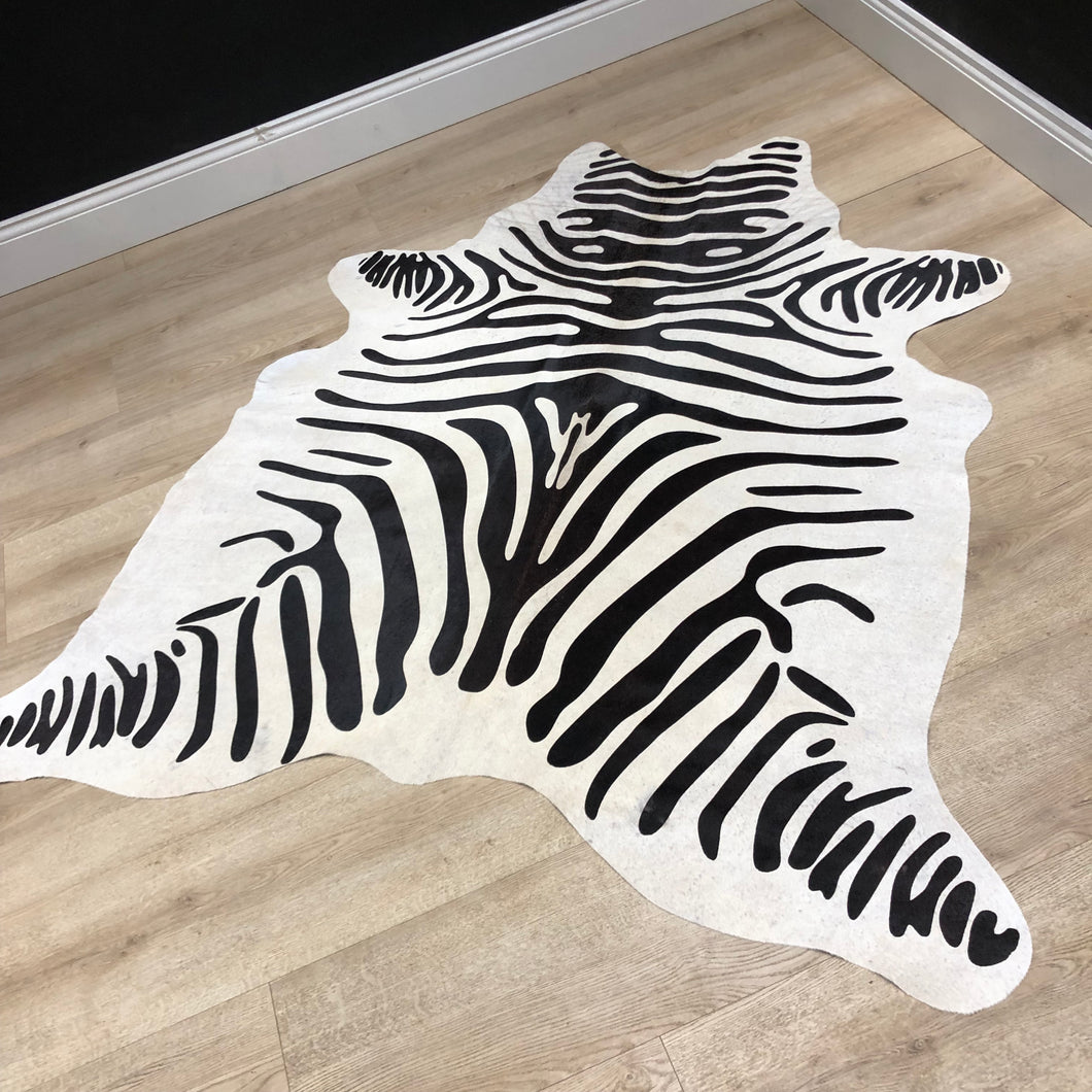 M Zebra Print Cowhide Rug