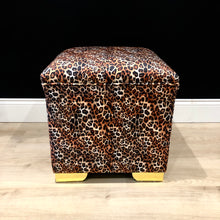 Load image into Gallery viewer, Lux Velvet Léopard Print Pouffe / Cube
