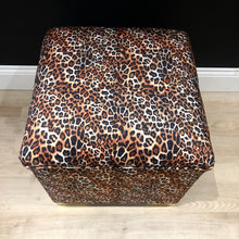 Load image into Gallery viewer, Lux Velvet Léopard Print Pouffe / Cube
