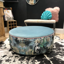 Load image into Gallery viewer, Large Circle Ottoman in Tropical Fabric - Dusky Tones - choice of colours available
