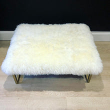 Load image into Gallery viewer, Ivory Sheepskin &amp; Gold Frame Ottoman / Footstool
