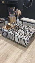 Load and play video in Gallery viewer, XL Bengal Print Cowhide Ottoman
