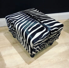 Load image into Gallery viewer, Zebra Print Studded Ottoman AVAILABLE TO ORDER
