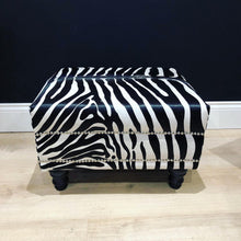 Load image into Gallery viewer, Zebra Print Studded Ottoman AVAILABLE TO ORDER
