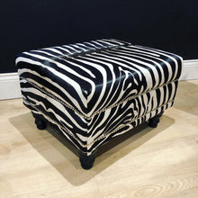 Load image into Gallery viewer, Zebra Print Studded Ottoman AVAILABLE TO ORDER
