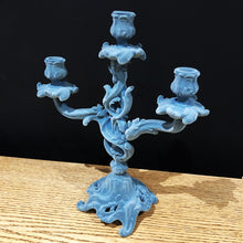 Load image into Gallery viewer, Flock Ornate Candleabra Grey / Blue
