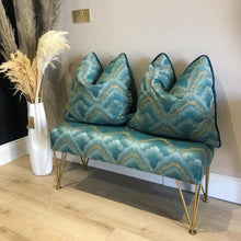 Load image into Gallery viewer, Bespoke Teal / Duck Egg &amp; Gold Fan Fabric Bench : Available to order
