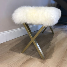 Load image into Gallery viewer, Bespoke Ivory &amp; Gold Sheepskin Two Person Bench
