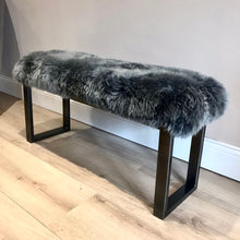 Load image into Gallery viewer, Bespoke Grey Genuine Sheepskin Two Person Bench
