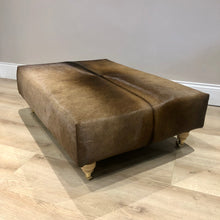 Load image into Gallery viewer, Bespoke Natural Brown Large Genuine Cowhide Ottoman Footstool Coffee Table
