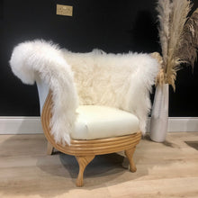 Load image into Gallery viewer, White Mongolian Sheepskin/ Tibetan Lambskin Ornate Chair
