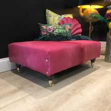 Load image into Gallery viewer, Bespoke Large Pink Cowhide Ottoman/ Footstool
