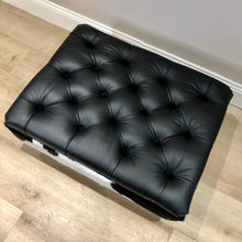 Load image into Gallery viewer, Bespoke Tufted Italian Leather &amp; Cowhide Ottoman / Footstool
