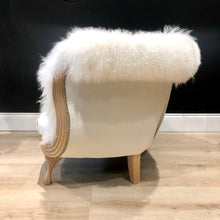 Load image into Gallery viewer, White Mongolian Sheepskin/ Tibetan Lambskin Ornate Chair
