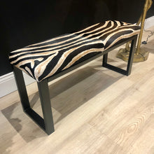 Load image into Gallery viewer, Bespoke Animal Print Genuine Cowhide Two Person Bench - MADE TO ORDER
