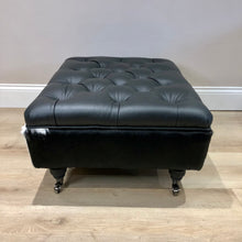 Load image into Gallery viewer, Bespoke Tufted Italian Leather &amp; Cowhide Ottoman / Footstool
