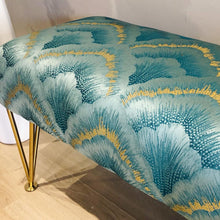 Load image into Gallery viewer, Bespoke Teal / Duck Egg &amp; Gold Fan Fabric Bench : Available to order
