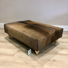 Load image into Gallery viewer, Bespoke Natural Brown Large Genuine Cowhide Ottoman Footstool Coffee Table
