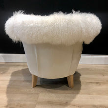 Load image into Gallery viewer, White Mongolian Sheepskin/ Tibetan Lambskin Ornate Chair
