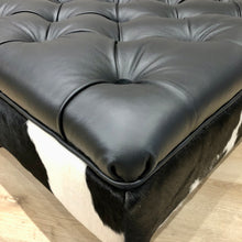 Load image into Gallery viewer, Bespoke Tufted Italian Leather &amp; Cowhide Ottoman / Footstool
