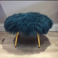 Load image into Gallery viewer, Mongolian Sheepskin Pouffe Tibetan Lambskin Footstool / Ottoman / Coffee Table
