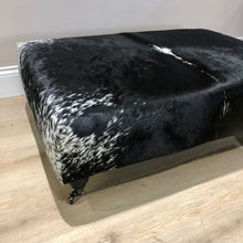 Load image into Gallery viewer, Bespoke Black &amp; White Speckled Ottoman / Footstool
