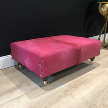 Load image into Gallery viewer, Bespoke Large Pink Cowhide Ottoman/ Footstool
