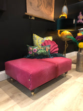 Load image into Gallery viewer, Bespoke Large Pink Cowhide Ottoman/ Footstool
