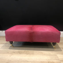 Load image into Gallery viewer, Bespoke Large Pink Cowhide Ottoman/ Footstool
