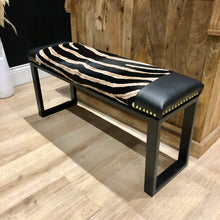 Load image into Gallery viewer, Bespoke Leather &amp; Animal Cowhide Studded Two Person Bench
