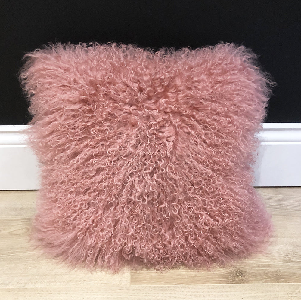 Mongolian Lambskin Cushion Pink